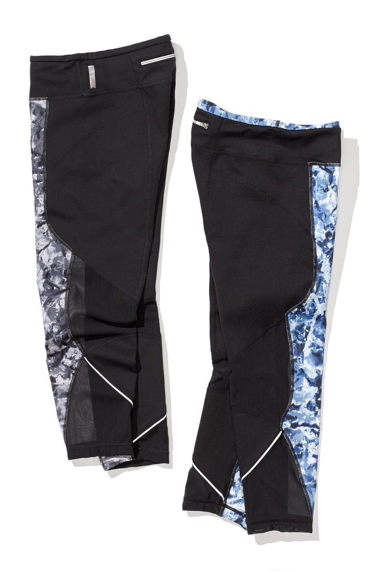 'Live In - Perfect Run' Print Capris, Alternate, color, BLACK LAVA PRINT