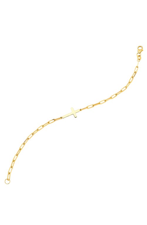 Frankie & Zoe Paper Clip Chain Cross Charm Bracelet In Gold