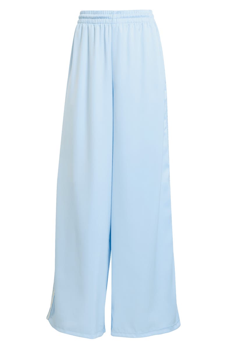 adidas Satin Ruffle 3-Stripes Wide Leg Track Pants, Alternate, color, Clear Sky