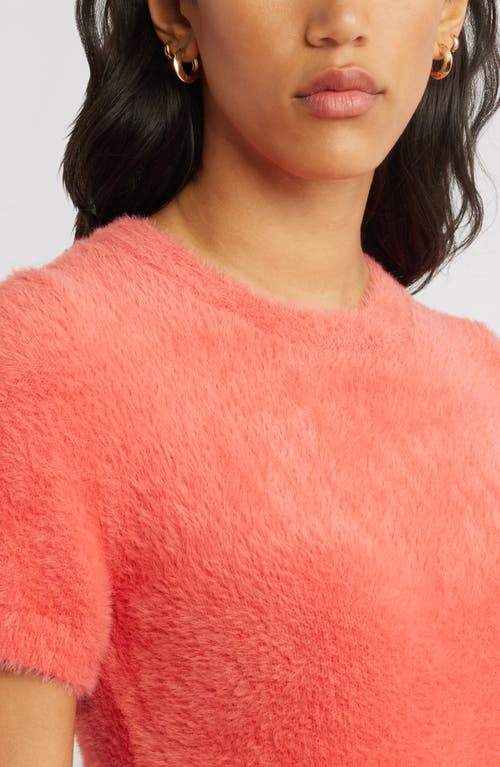 Open Edit Fuzzy Short Sleeve Sweater