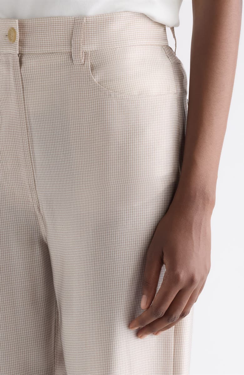 Acne Studios Casual Check Cupro Trousers, Alternate, color, Beige Multi