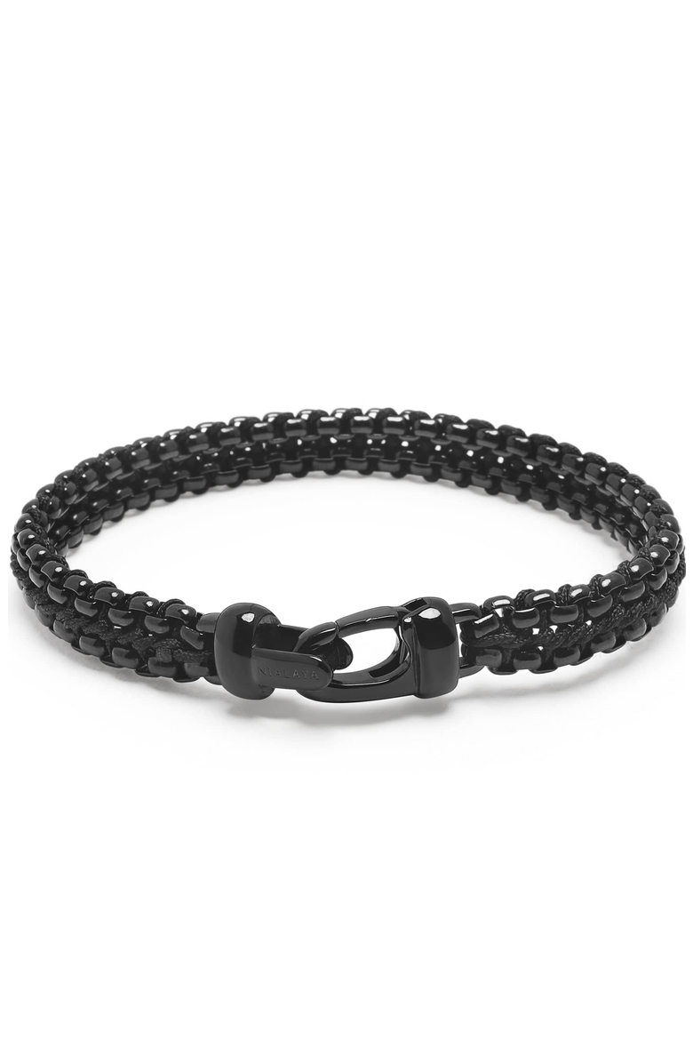 Woven Box Chain Bracelet, Alternate, color, Total Black