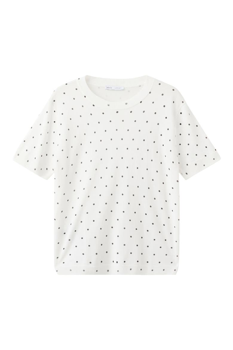 Polka Dot Short Sleeve Sweater, Alternate, color, OFF WHITE