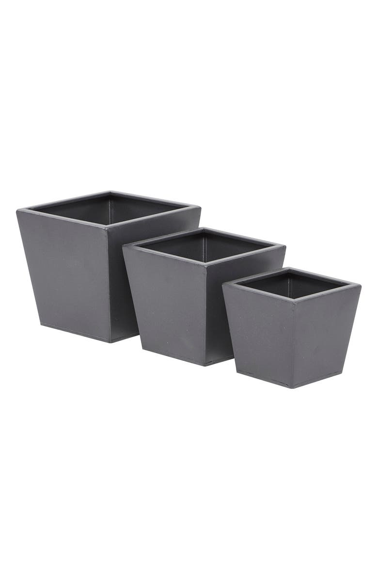 VIVIAN LUNE HOME Gray Metal Modern Planter - Set of 3, Alternate, color,