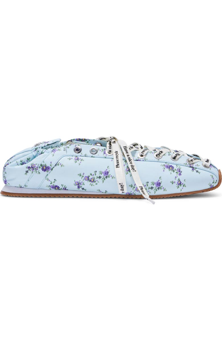Ganni Sporty Lace-Up Ballerina Flat, Alternate, color, Iced Aqua