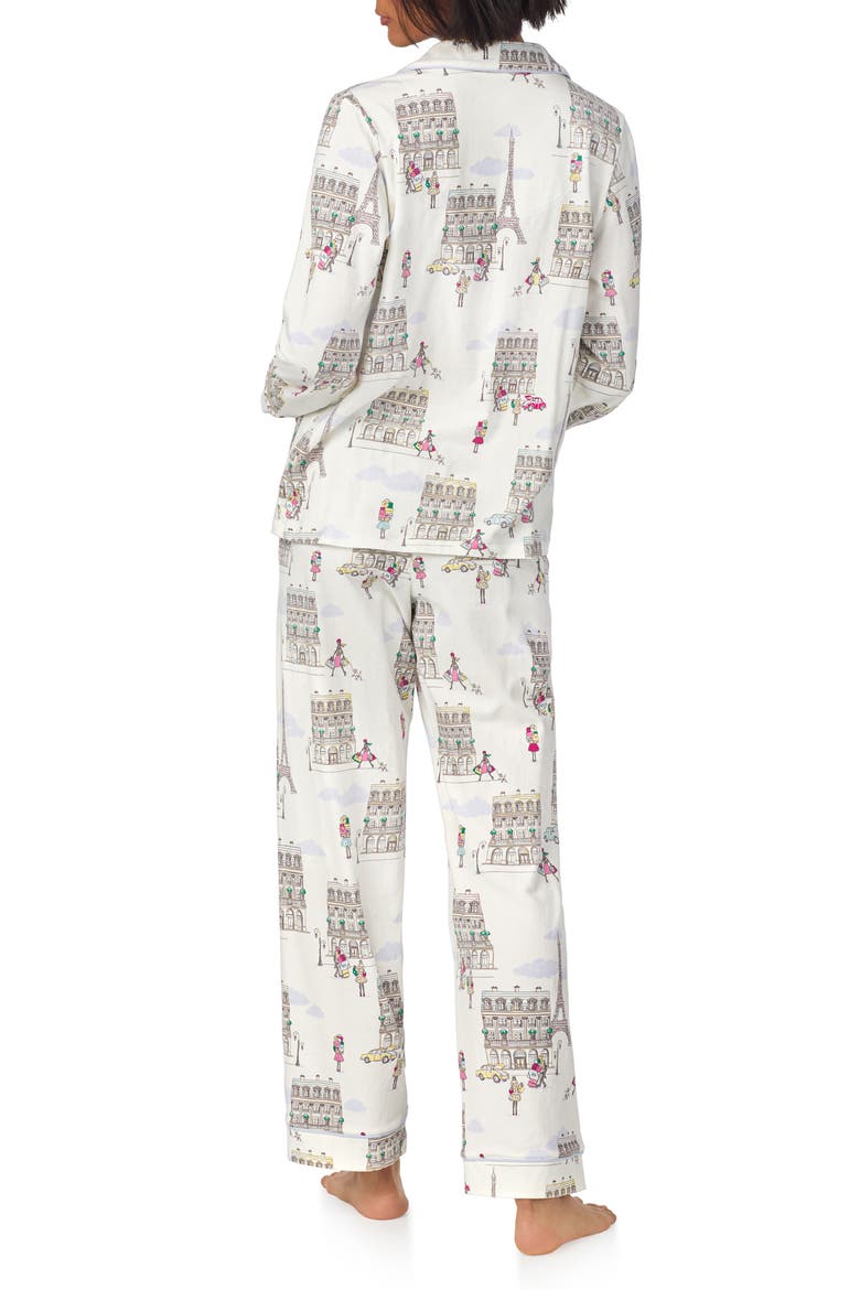 Print Stretch Organic Cotton Jersey Long Pajamas, Alternate, color, LETS GO SHOPPING