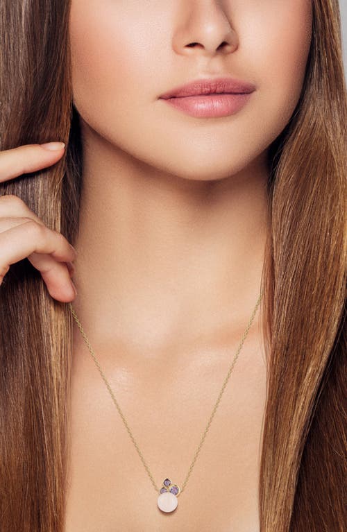 Ember Fine Jewelry Rose Quartz & Amethyst Pendant Necklace In Multi