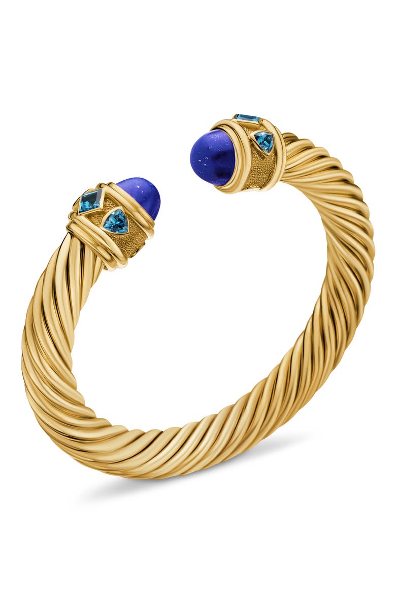 Renaissance® Cablespira Bracelet in 18K Yellow Gold with Lapis and Hampton Blue Topaz, 9mm, Alternate, color, 18K YELLOW GOLD