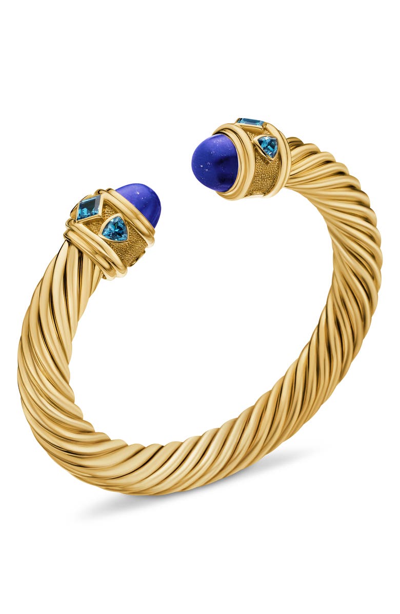 David Yurman Renaissance<sup>®</sup> Cablespira Bracelet in 18K Yellow Gold with Lapis and Hampton Blue Topaz, 9mm, Alternate, color, 18K Yellow Gold