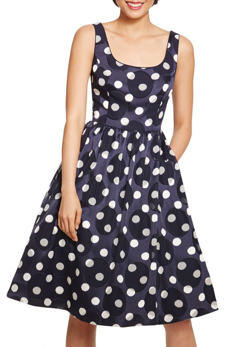 Donna Morgan Polka Dot Burnout Organza Fit & Flare Dress, Main, color,