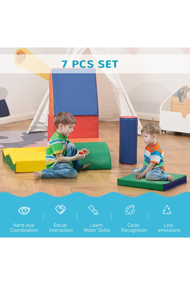 7 Piece Climb and Crawl Activity Play Set, Soft Secure Foam Playset, Alternate, color, multi-colored