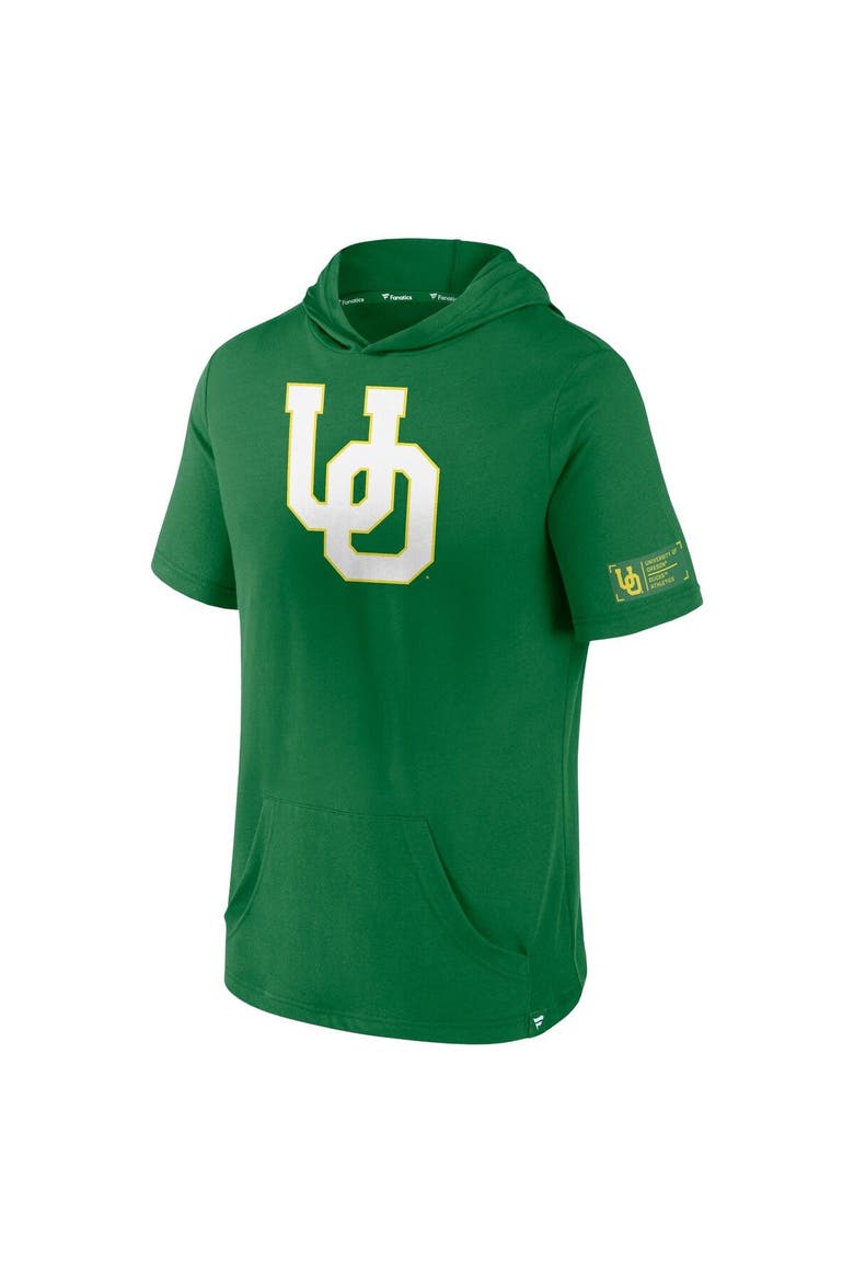 Men's Fanatics Branded Green Oregon Ducks Approach Run Short Sleeve Pullover Hoodie, Alternate, color, Green
