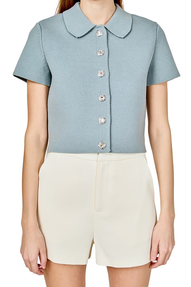 Jewel Buttoned Top, Main, color, DUSTY BLUE