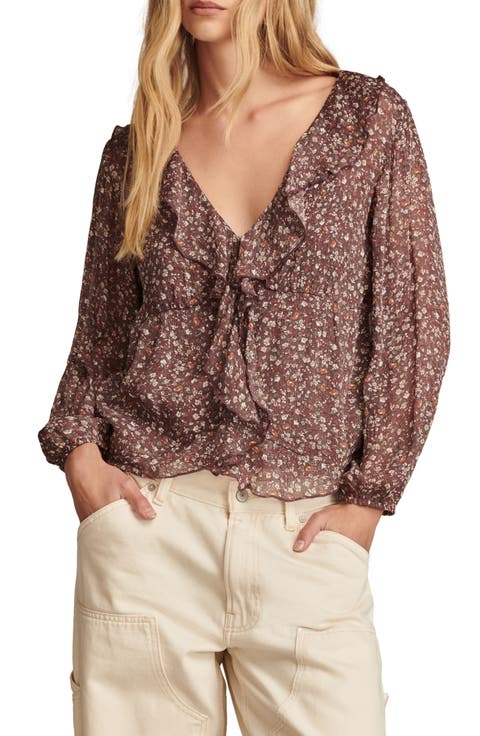 Floral Ruffle Collar Top