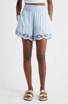 Treasure & Bond Cutwork Pull-On Woven Cotton Shorts