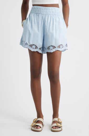 Treasure & Bond Cutwork Pull-On Woven Cotton Shorts