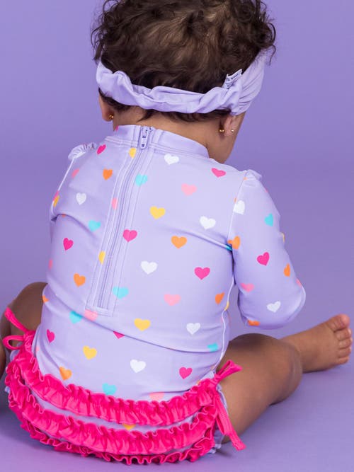 Rufflebutts Baby Girls Long Sleeve Upf50+ One Piece Rash Guard In Multi