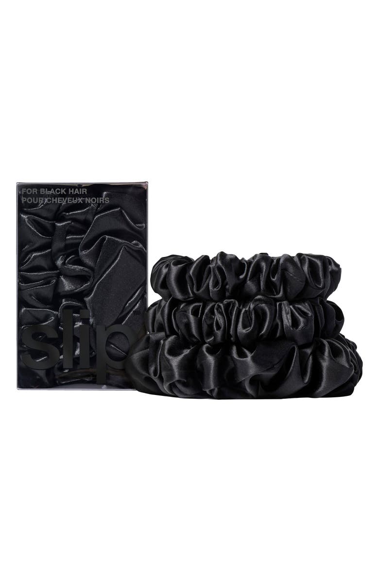 slip 3-Pack Large & Small Silk Scrunchie Set, Alternate, color, Black