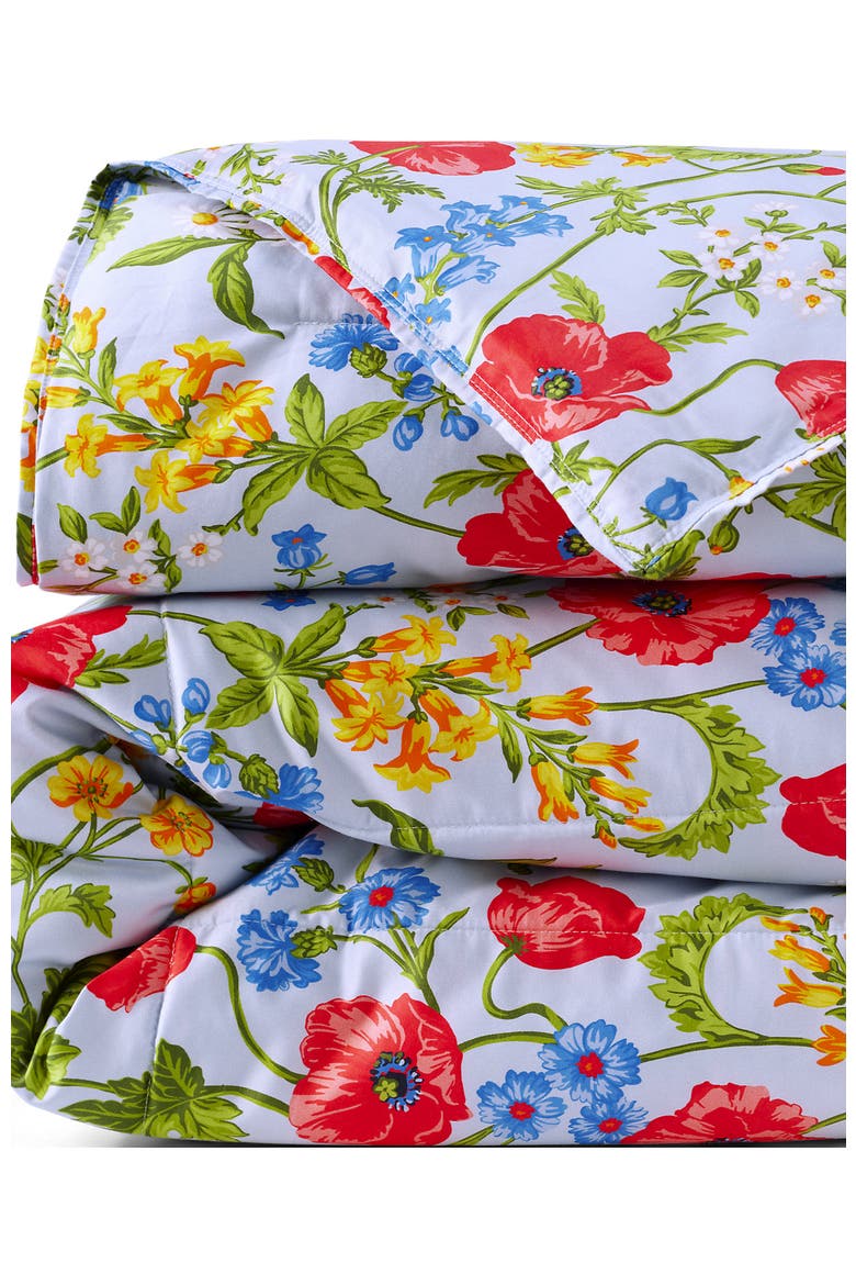400 Thread Count Premium Supima Cotton No Iron Sateen Comforter, Alternate, color, Clearlake Blue Poppy Floral