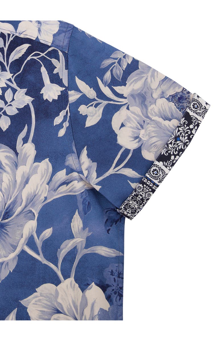 Robert Graham Malta Floral Camp Shirt, Alternate, color, Navy