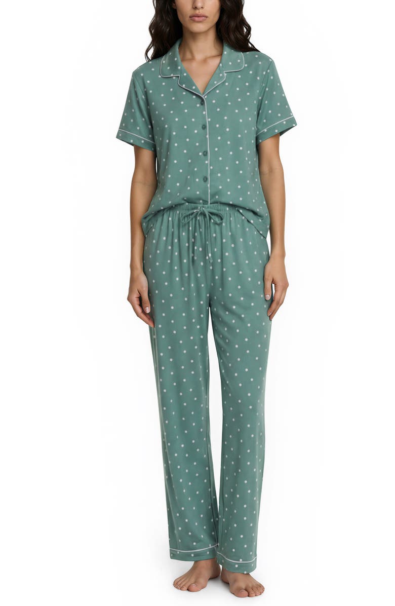 Flora By Flora Nikrooz Brenna Piped Pajamas, Alternate, color, Mid Green