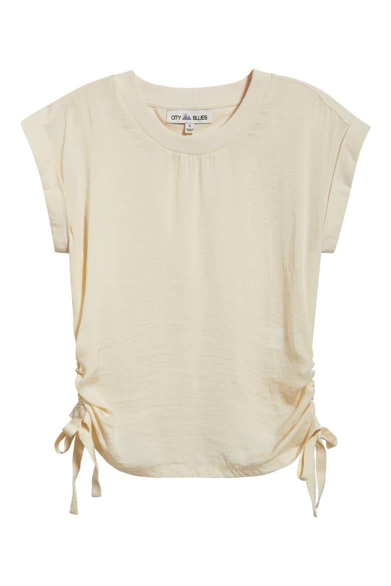 Mixed Media Drawstring T-Shirt, Alternate, color, CREAM