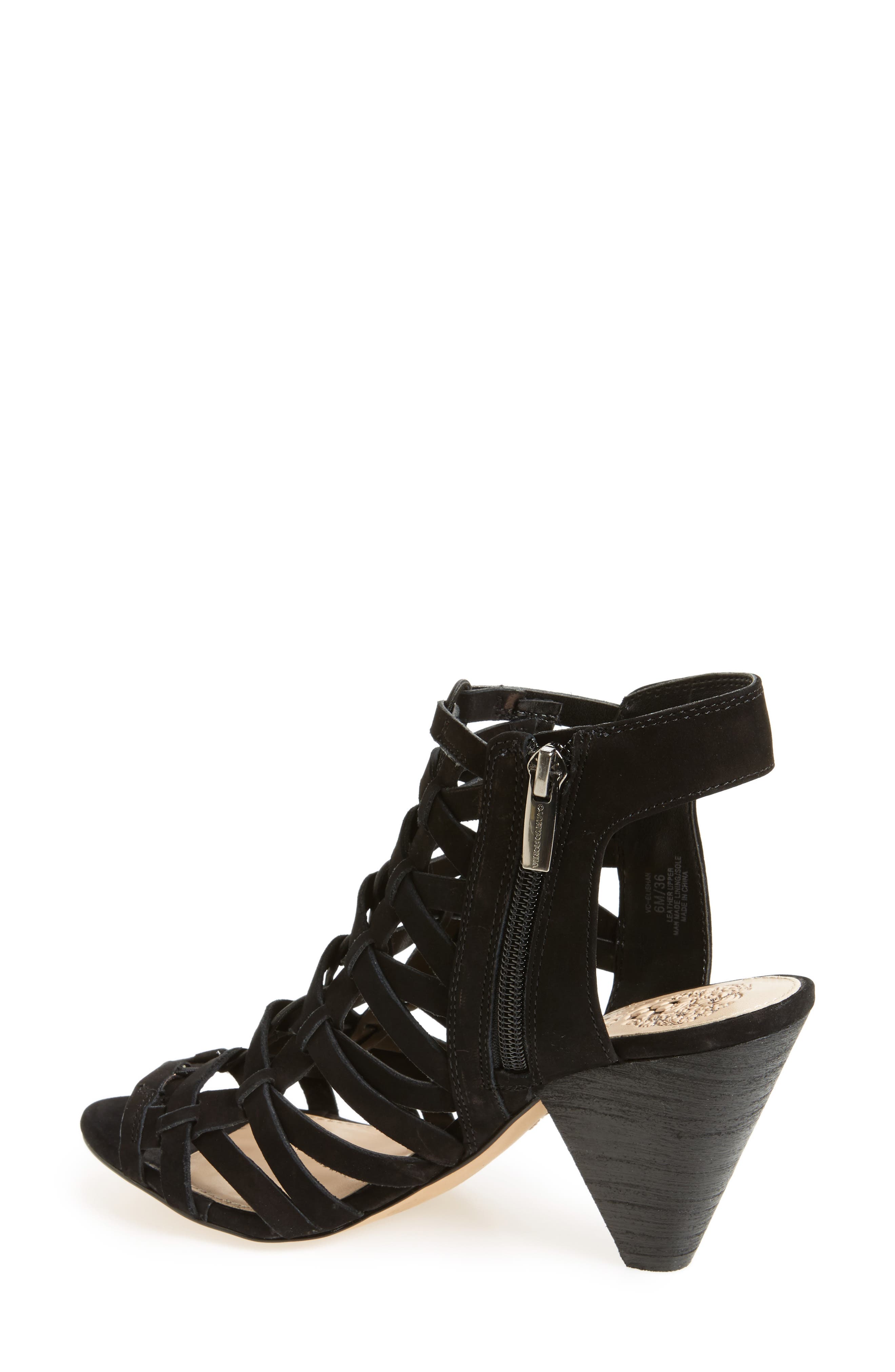 Elishan Cage Sandal, Alternate, color, BLACK LEATHER