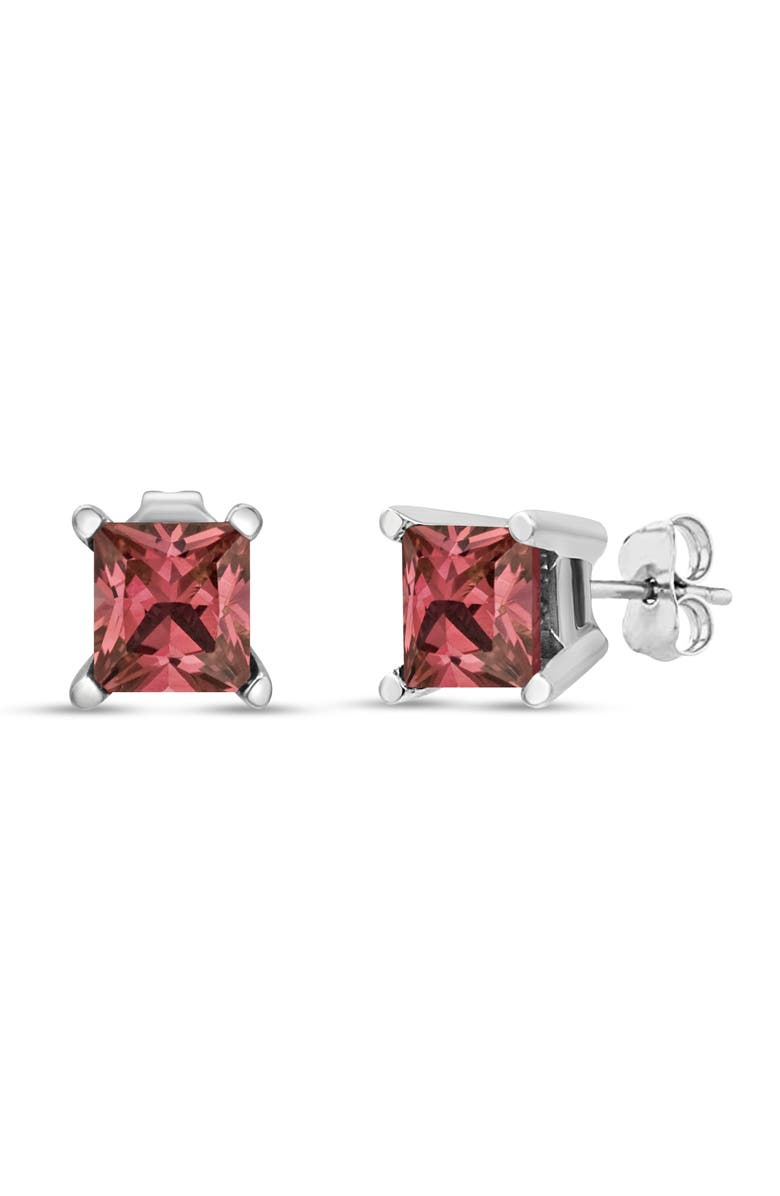 Haus of Brilliance 14K White Gold 1/2 Ct Lab Grown Pink Princess Diamond Solitaire Stud Earrings, Main, color, White