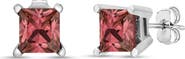 Haus of Brilliance 14K White Gold 1/2 Ct Lab Grown Pink Princess Diamond Solitaire Stud Earrings