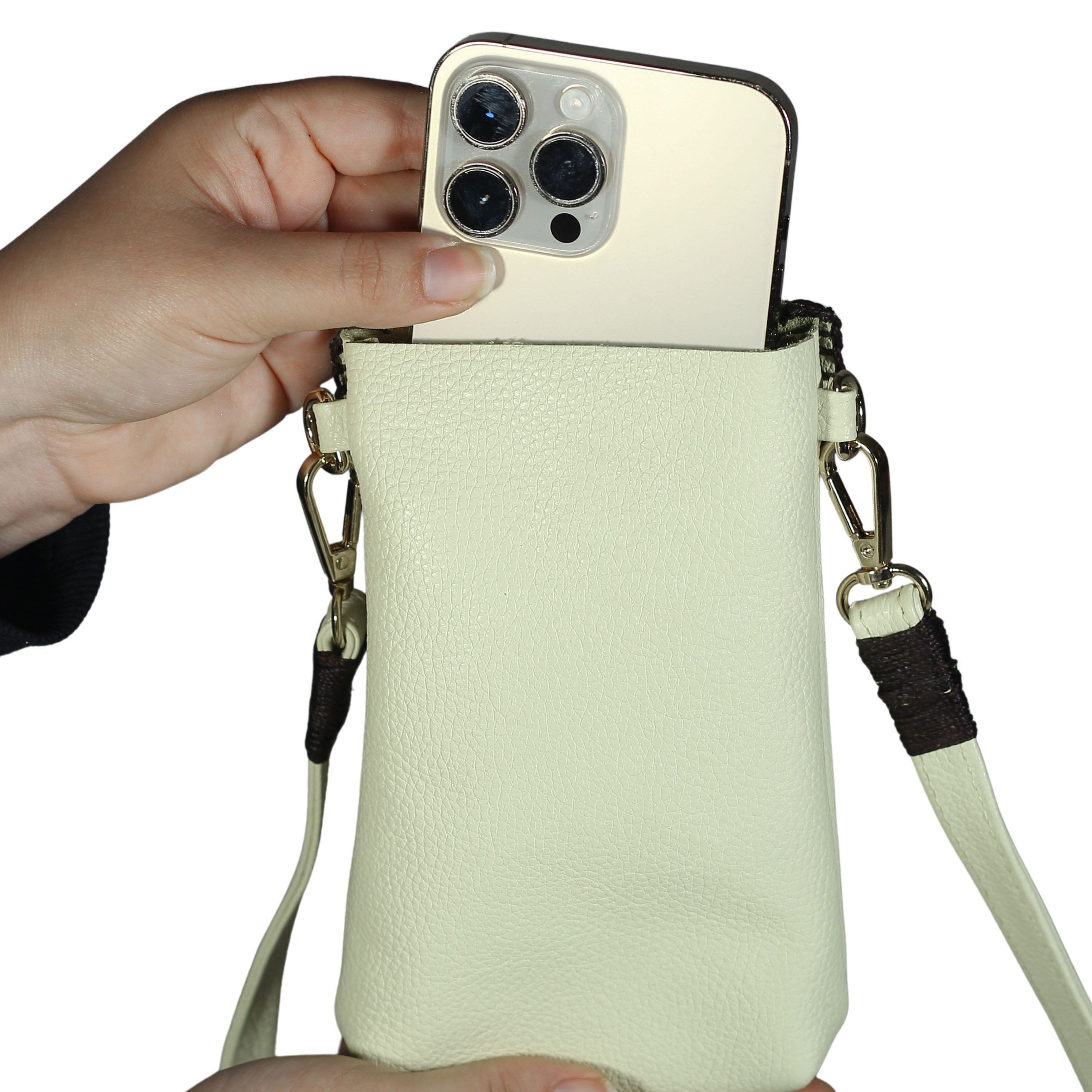 Cell Phone Butterfly Leather Bag, Alternate, color, Winter White