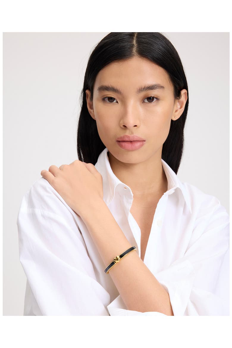 enamel hinged bangle, Alternate, color, BLACK/ GOLD