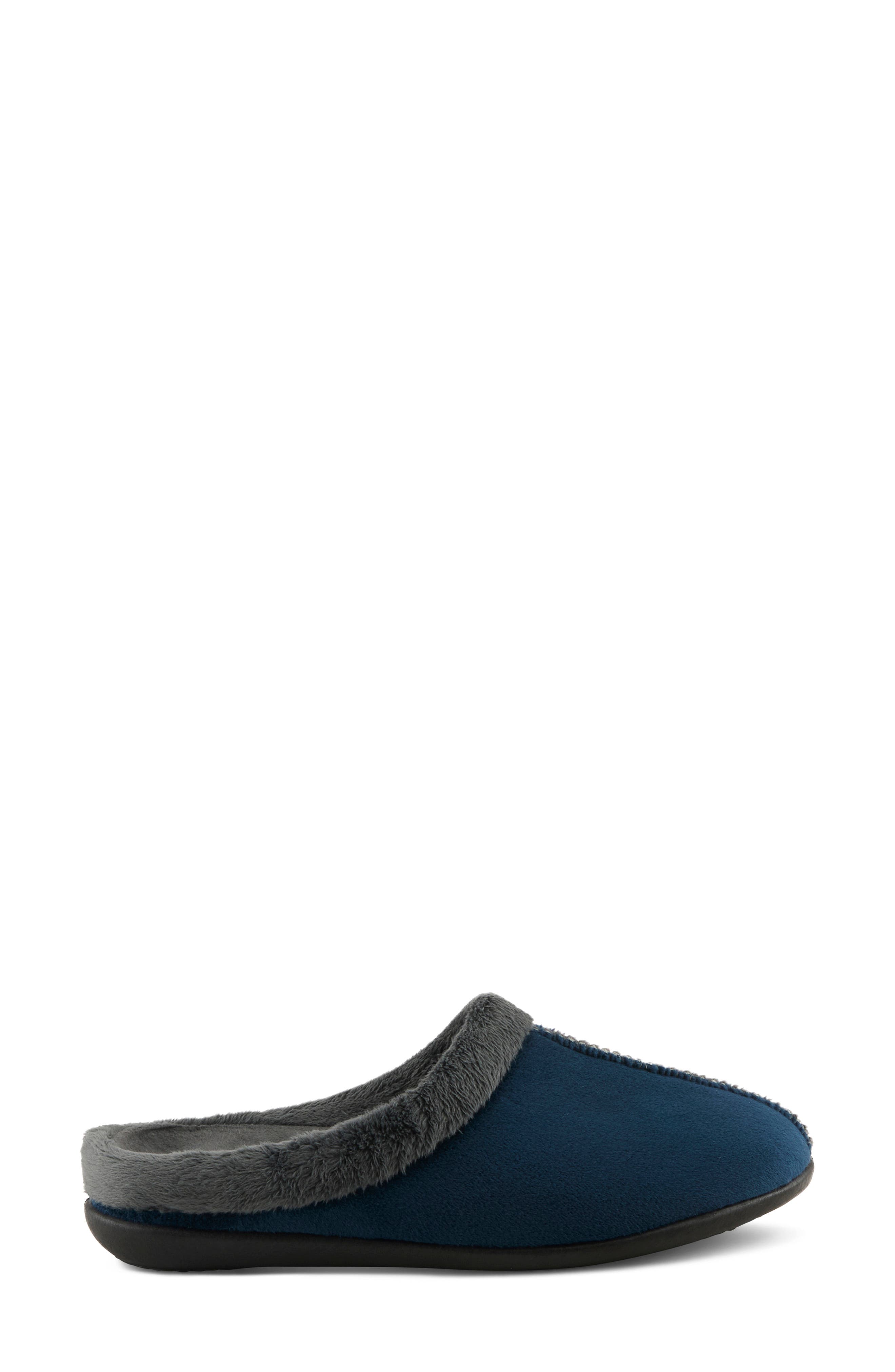 Aushana Faux Fur Mule Slipper, Alternate, color, NAVY MULTI