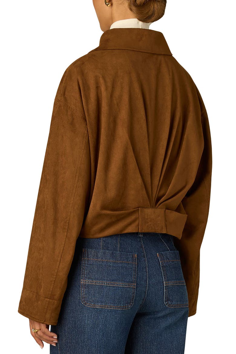 Faux Suede Bomber Jacket, Alternate, color, TOBACCO