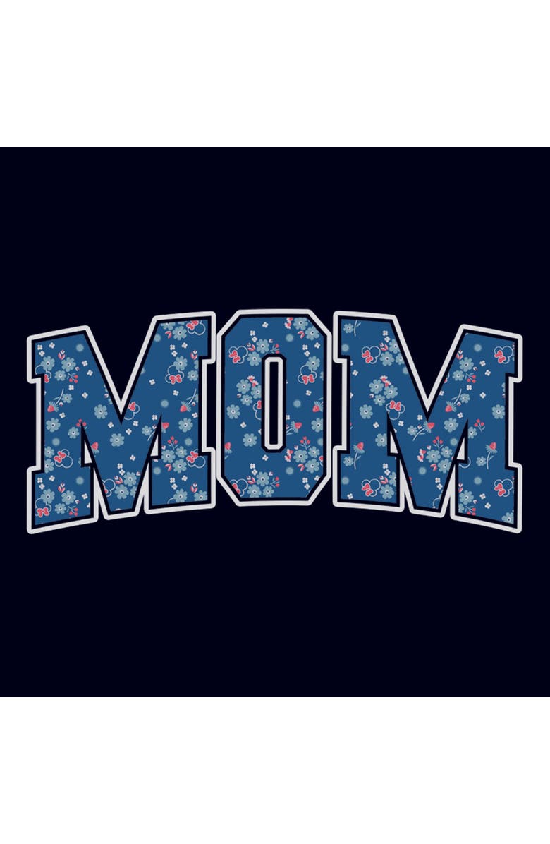 Minnie Mouse Women's Minnie Mouse Mom Collegiate Flower Pattern  Graphic T-Shirt, Alternate, color, Navy Blue