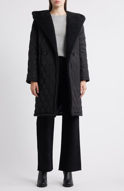Michael Kors Faux Shearling Lined Quilted Hooded Coat