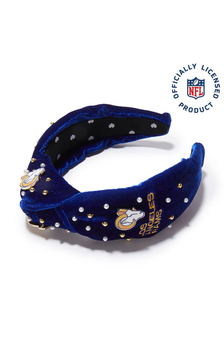 Lele Sadoughi La Rams Embellished Knotted Headband, Main, color, Rams Royal 400