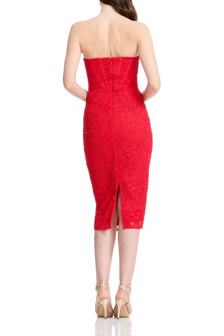 Cosette Strapless Lace Corset Cocktail Dress, Alternate, color, ROUGE