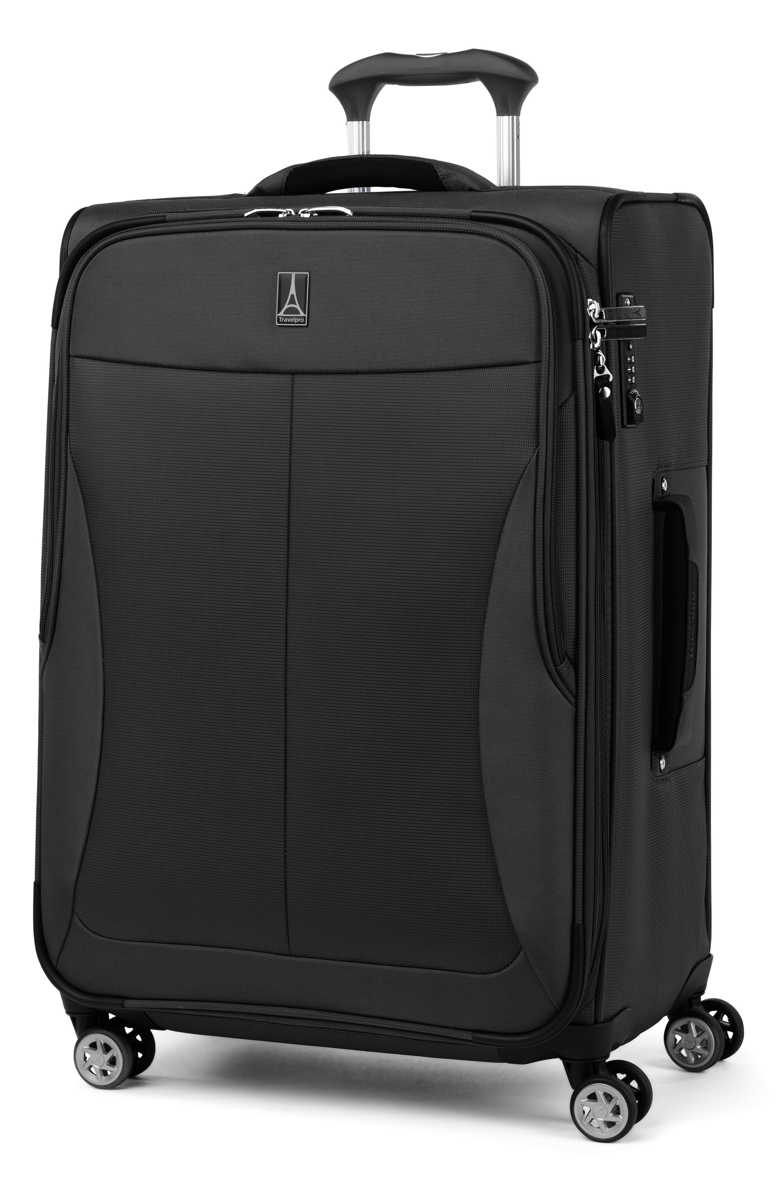 TRAVELPRO WAB6 Medium Checked Expandable Softside Spinner Luggage, Alternate, color, Black