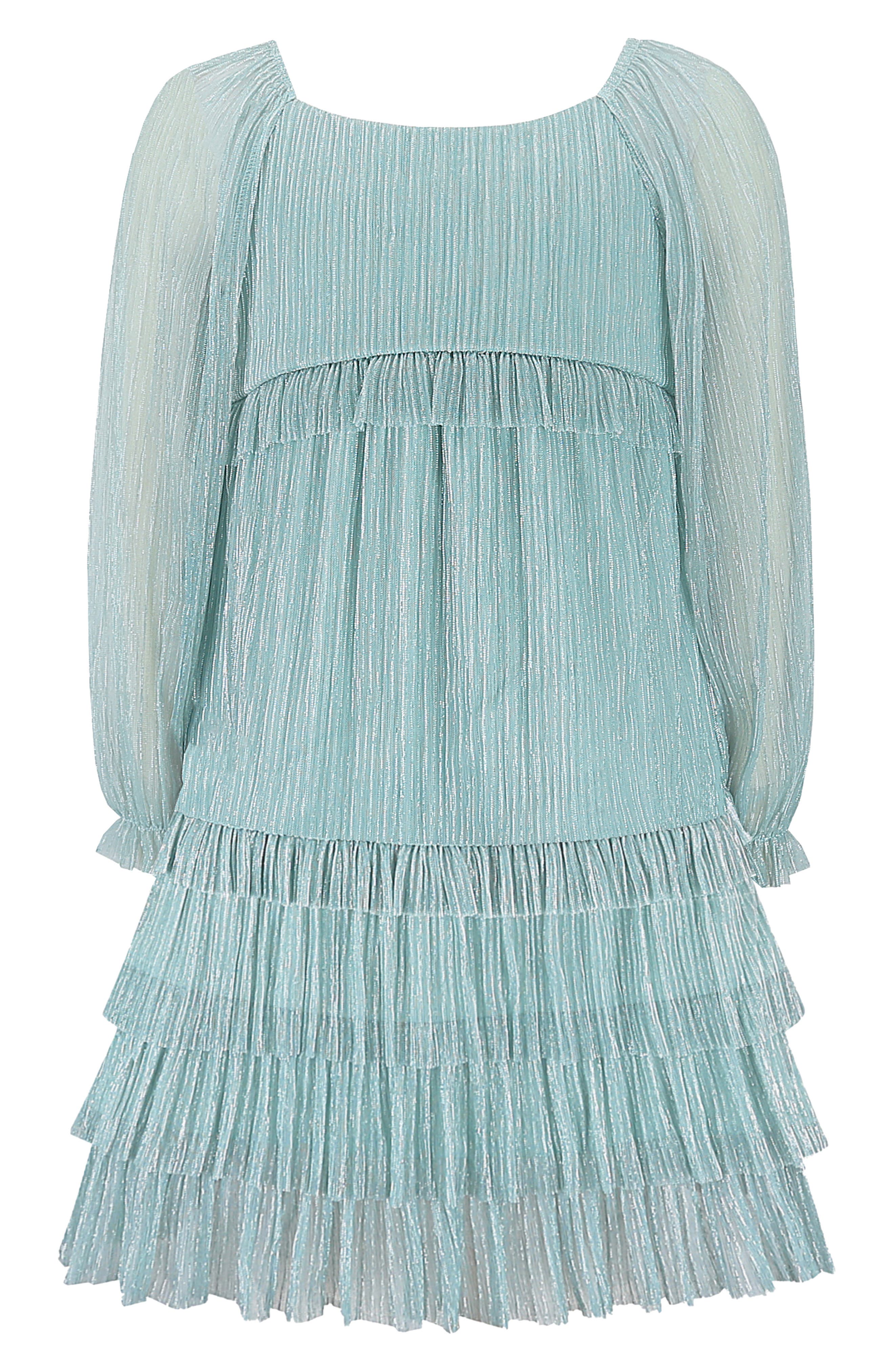Kids' Metallic Tiered Plissé Dress