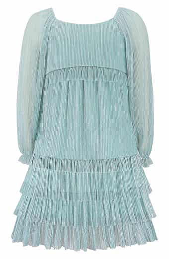 Kids' Metallic Tiered Plissé Dress