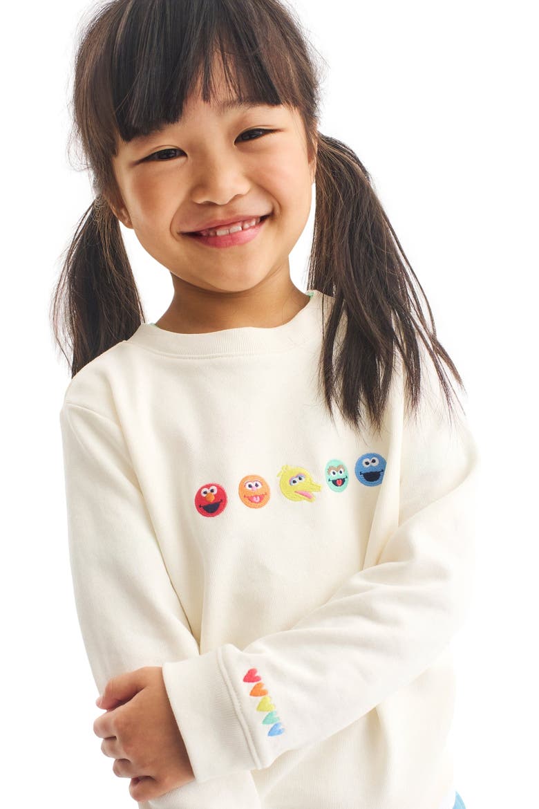 Kids Sesame Street Friends Embroidered Sweatshirt, Alternate, color, Oat