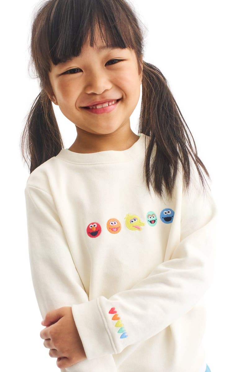 Primary Kids Sesame Street Friends Embroidered Sweatshirt, Alternate, color, Oat