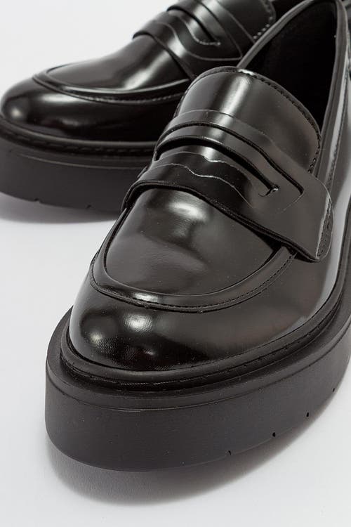 Forever & Always Shoes Josie Platform Loafer In Black Patent Faux Leather