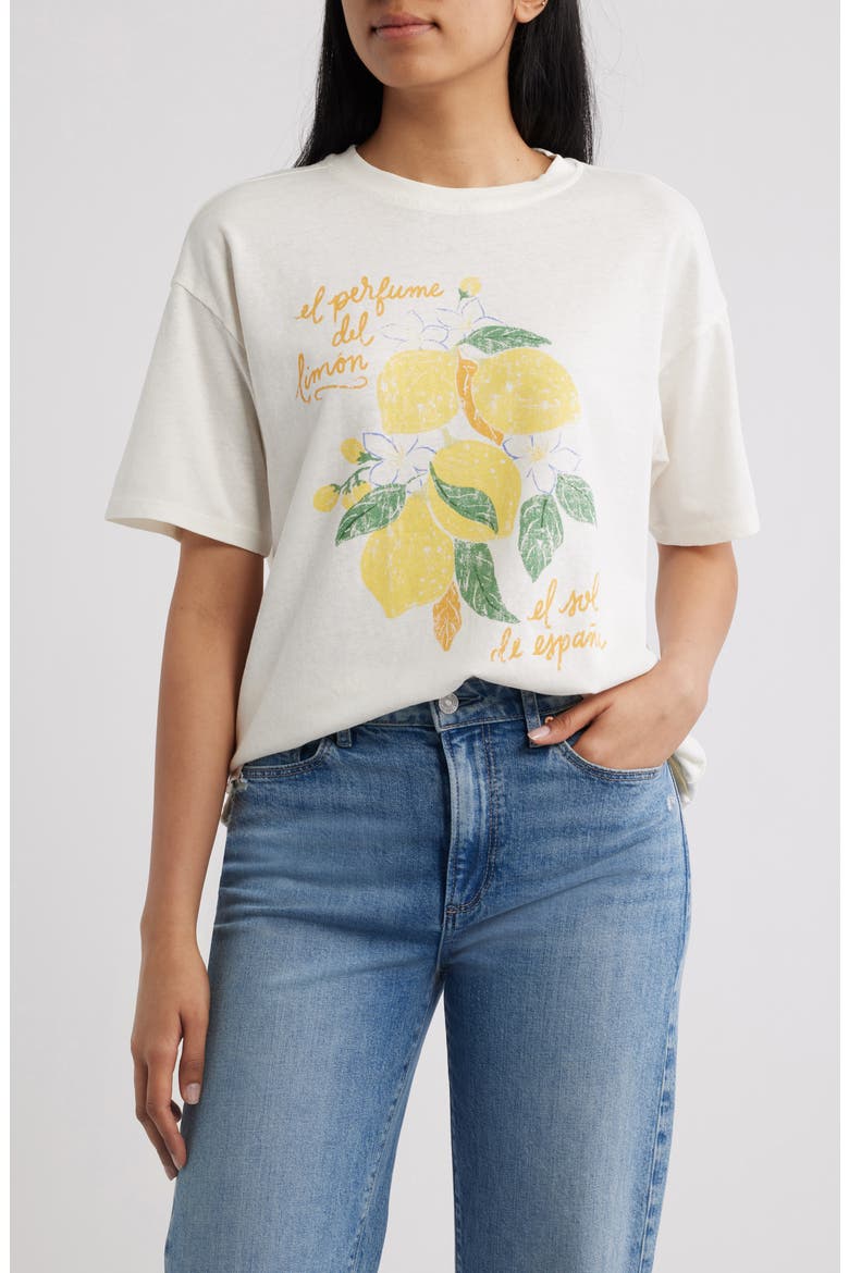 Oversize Hemp & Cotton Graphic T-Shirt, Main, color, ANTIQUE WHITE
