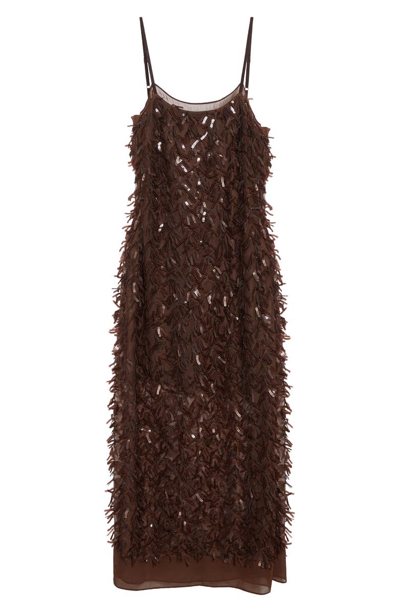 3.1 Phillip Lim Sequin Fringe Slip Dress, Alternate, color, Chocolate