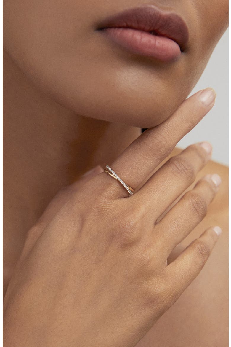 14K Gold Diamond Crossover Ring, Alternate, color, 14K SOLID GOLD