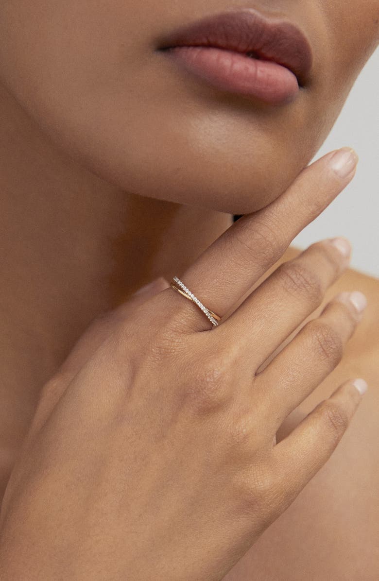 Monica Vinader 14K Gold Diamond Crossover Ring, Alternate, color, 14K Solid Gold