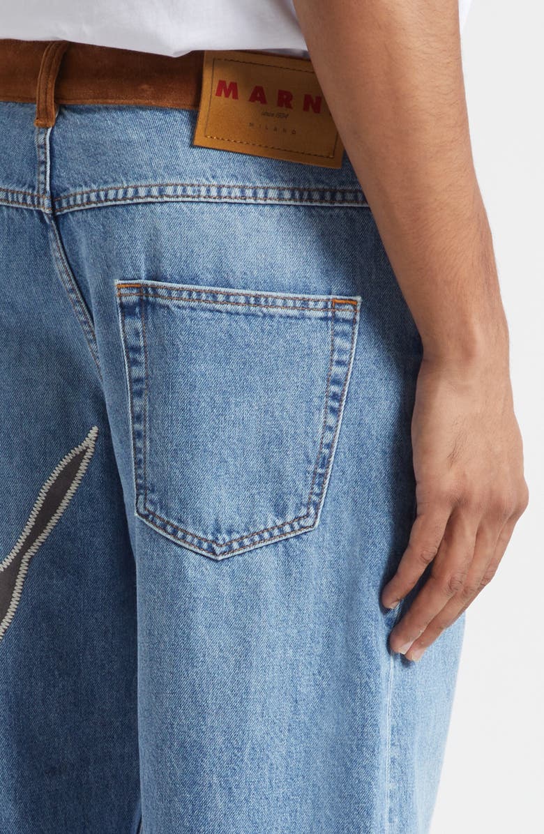 Marni Patchwork Wide Leg Jeans, Alternate, color, 00B96 Deep Blue