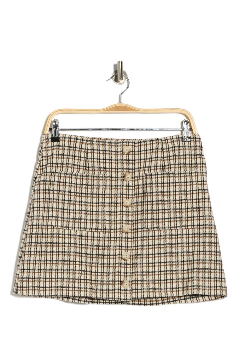 Check Plaid Patch Pocket Miniskirt, Alternate, color, PINK/ CAMEL