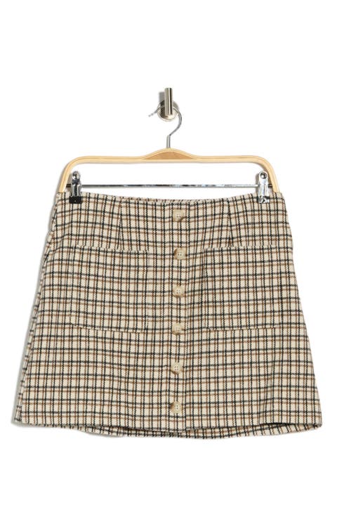 Check Plaid Patch Pocket Miniskirt